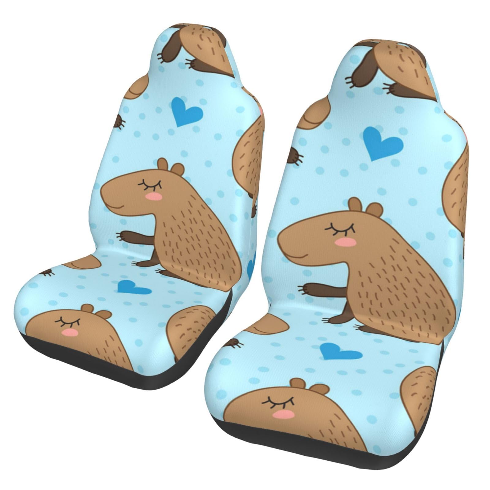 YOFIEN Niedliches Capybara, 2-teilige Autositzbezüge, universeller Anti-Rutsch-Sitzschutz für Vordersitze von YOFIEN