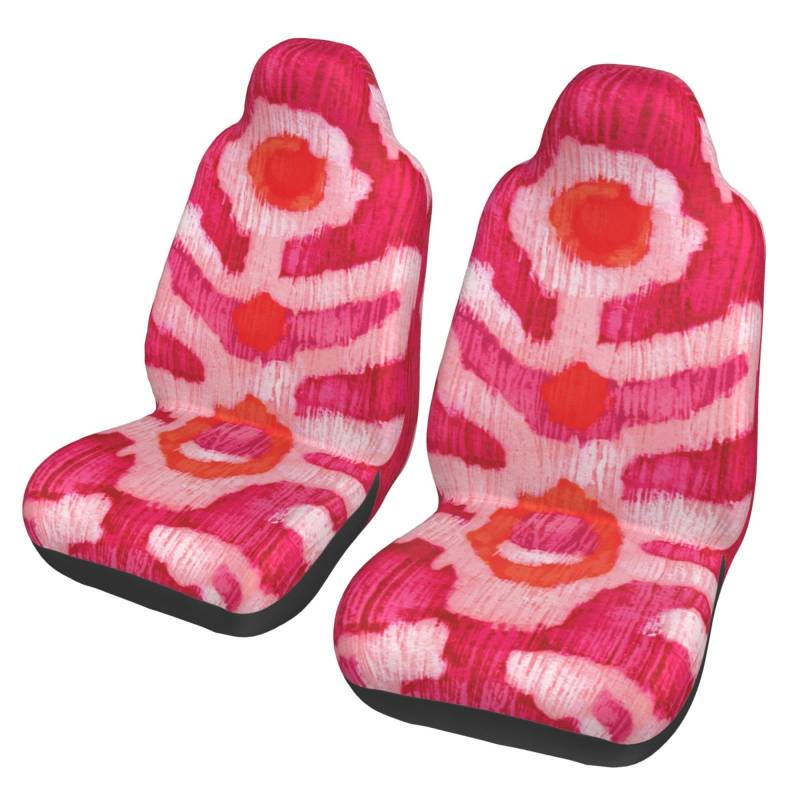 YOFIEN Pink und Orange Tribal Ikat, 2 Stück Autositzbezüge, Universelle Vordersitze, Rutschfester Sitzschutz von YOFIEN