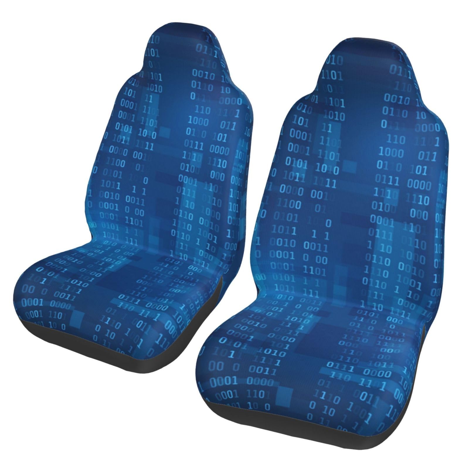 YOFIEN Programmierer-Binärcode, Blau, 2-teilige Autositzbezüge, universeller Anti-Rutsch-Sitzschutz für Vordersitze von YOFIEN