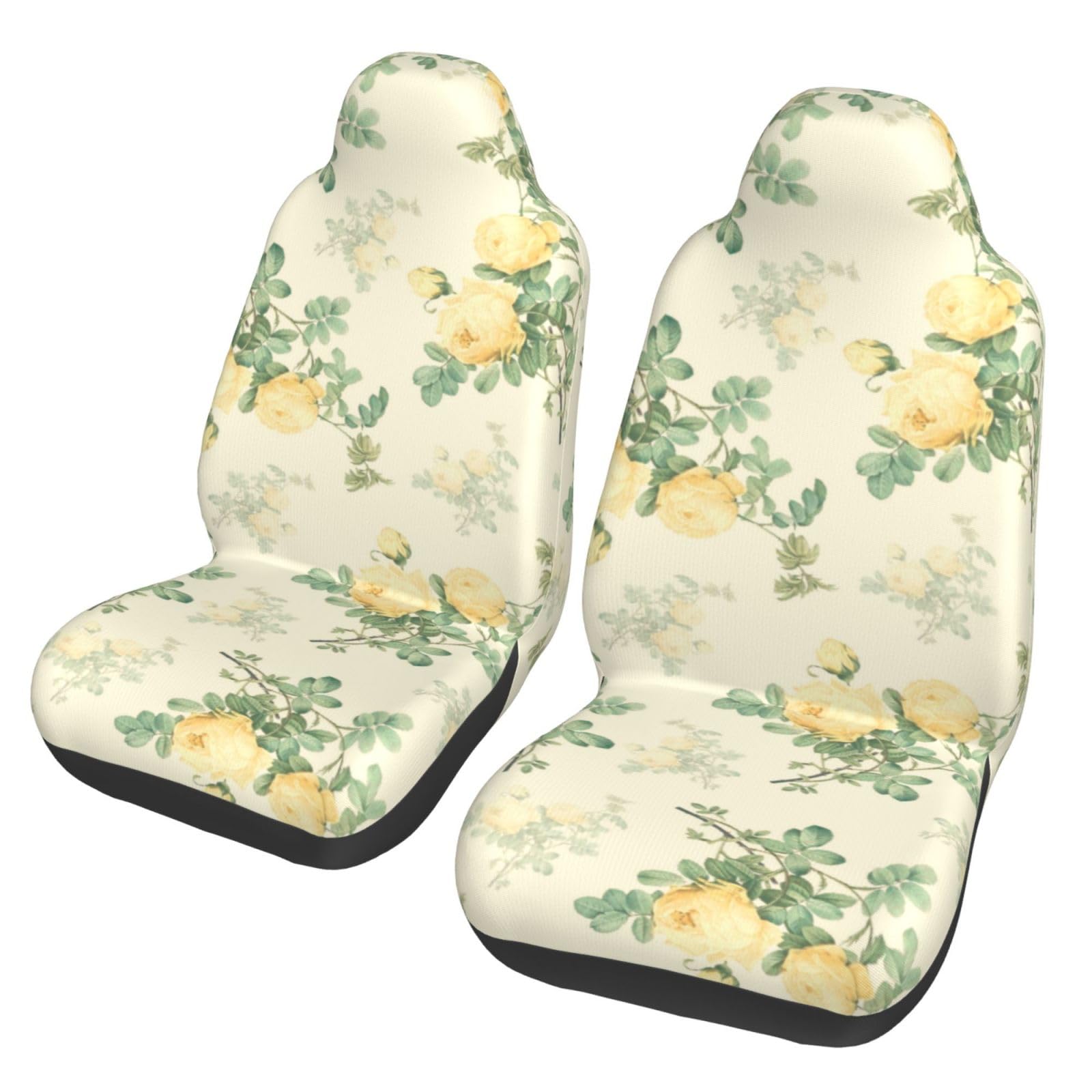 YOFIEN Shabby Chic Dekor Blumenmuster, 2 Stück Autositzbezüge, universeller Anti-Rutsch-Sitzschutz für Vordersitze von YOFIEN