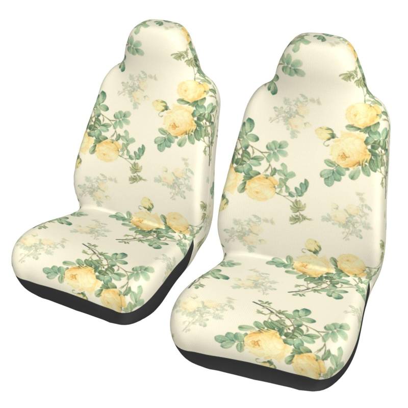 YOFIEN Shabby Chic Dekor Blumenmuster, 2 Stück Autositzbezüge, universeller Anti-Rutsch-Sitzschutz für Vordersitze von YOFIEN