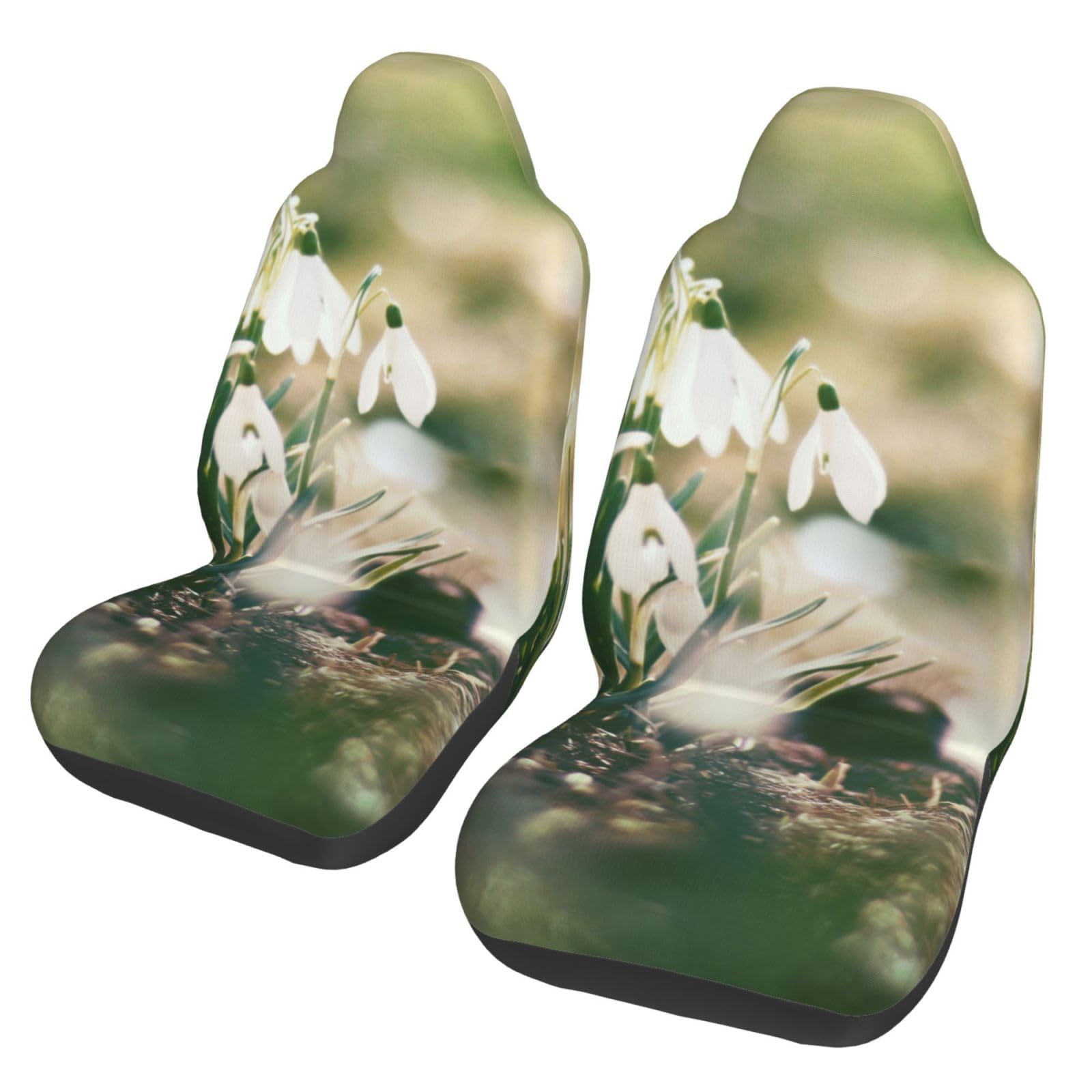 YOFIEN Wild Spring Snowdrop, 2-teilige Autositzbezüge, universeller Anti-Rutsch-Sitzschutz für Vordersitze von YOFIEN