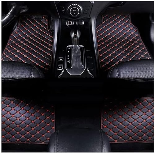 4 Stück Leder Auto Fussmatten für Ford Mustang VI Coupé Mk6 2015-2022, wasserdichte rutschfeste Fußmatten Teppichschutz Zubehör,C/BlackRed von YOINT