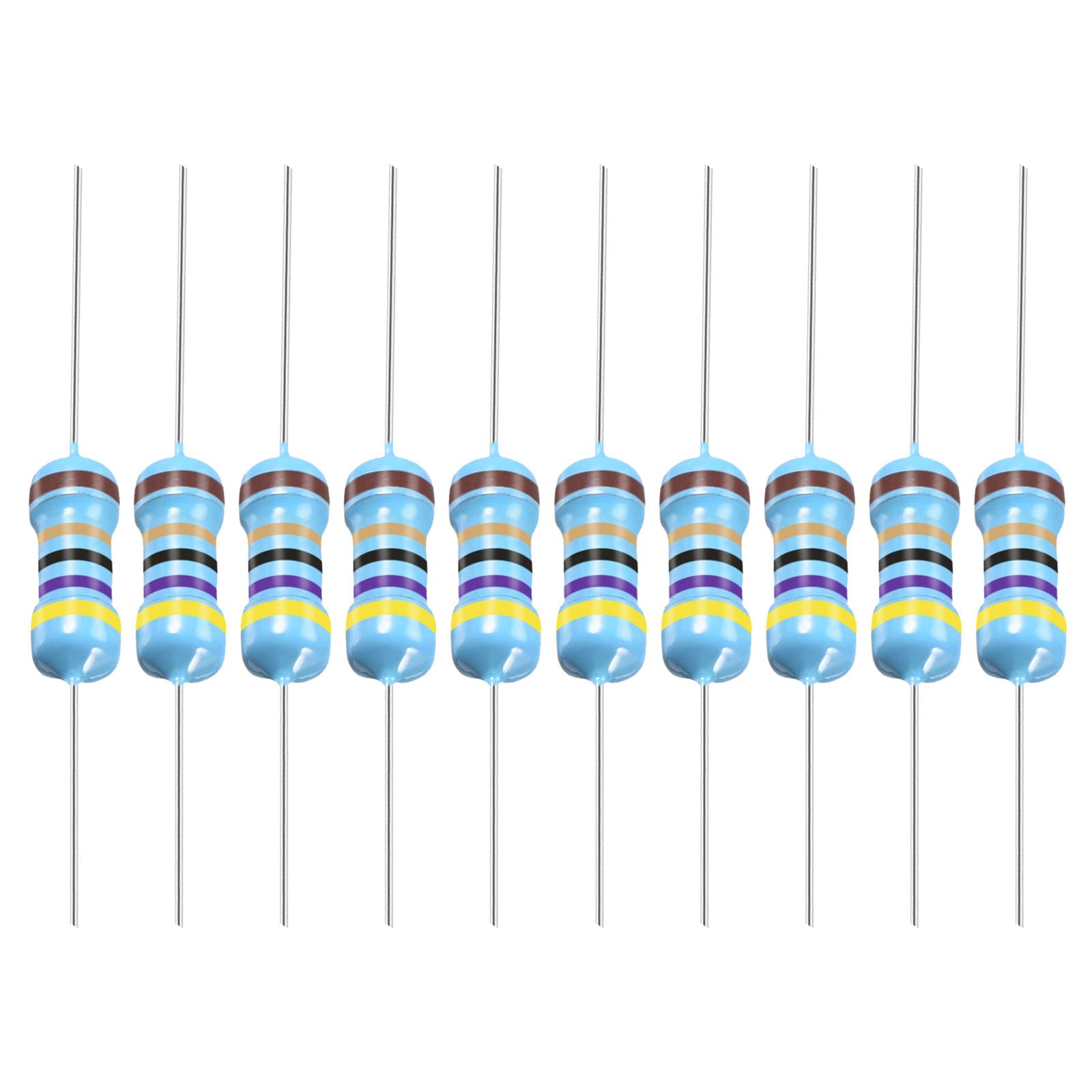 YOKIVE 100Stk Metall Folie Widerstände 47 Ohm Widerstand mit 1/2W 1% Toleranz Leitung Gut für DIY Elektronische Projekte (5 Farbe Bänder 8.5mm±0.5mm) von YOKIVE