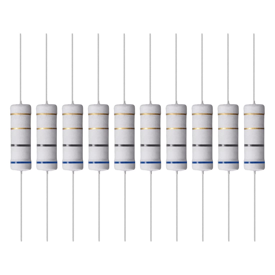 YOKIVE 10Stk Metall Oxid Folie Widerstände Achse Leitung Widerstand Halte Normal Schaltung Betrieb Ideal für Elektrische Energie Geräte (Grau 5W 6.8 Ohm) von YOKIVE
