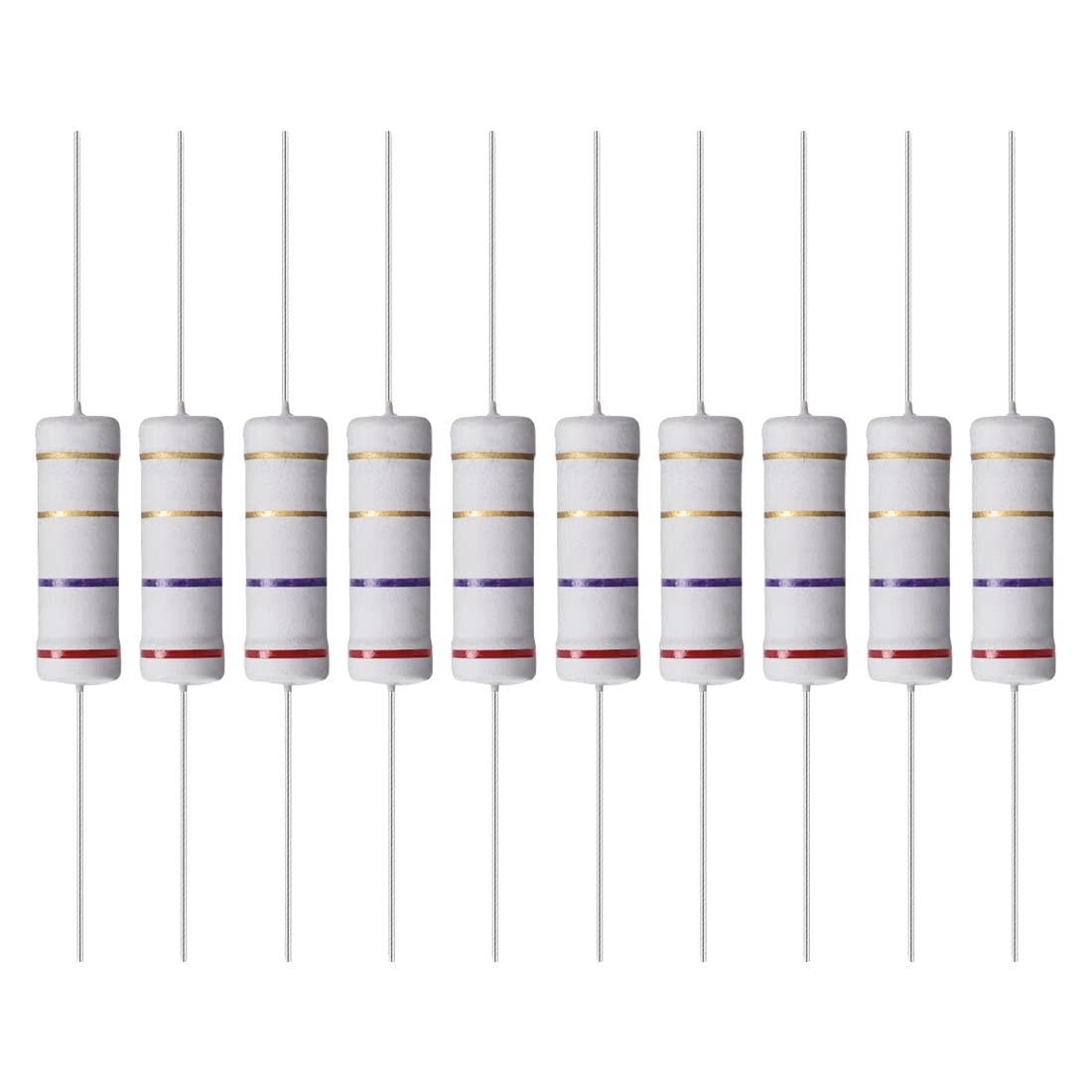 YOKIVE 10Stk Metall Oxide Folie Widerstände Achse Leitung Widerstand Behalten Normal Schaltkreis Betrieb Toll für Elektrisch Strom Ausrüstung (Grau 5W 2.7 Ohm) von YOKIVE