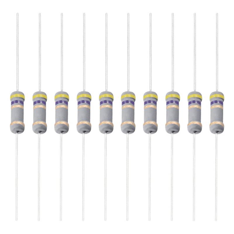 YOKIVE 200Stk Kohlenstoff Schichtwiderstand 1W 4.7 Ohm 5% Toleranzen Widerstand Gut für Basteln Elektronisch Projekte (4 Farbe Band 0.4x0.14") von YOKIVE