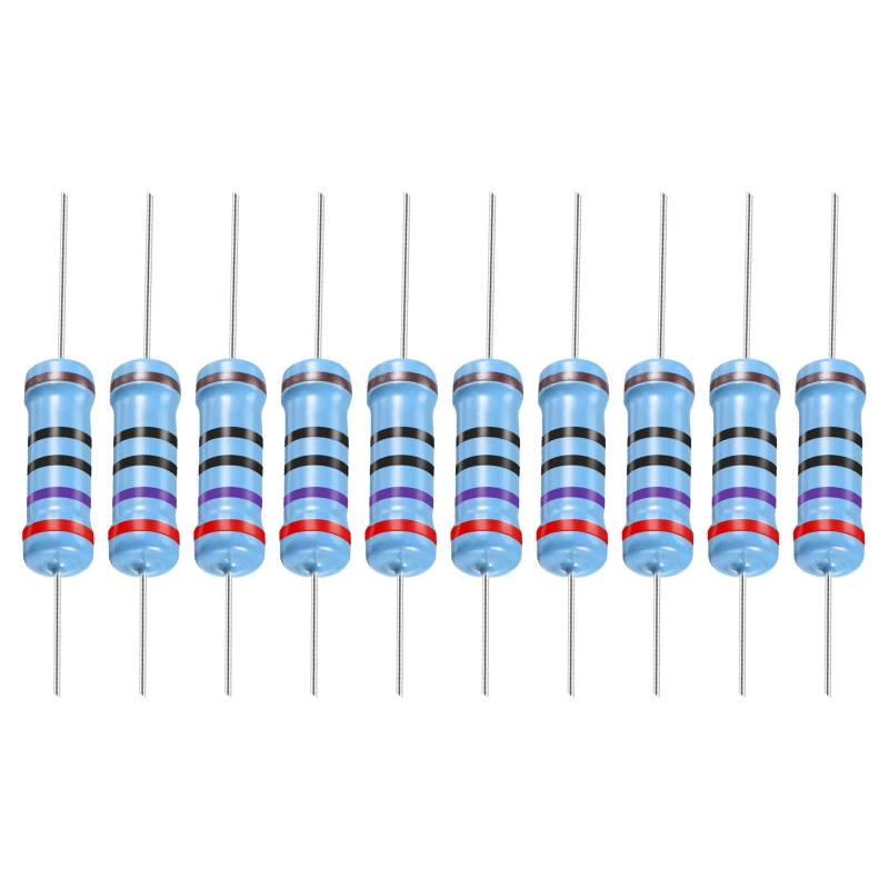 YOKIVE 30Stk Metall Folie Widerstände 270 Ohm Widerstand mit 2W 1% Toleranz Leitung Gut für DIY Elektronische Projekte (5 Farbe Bänder 15.5+/-1mm) von YOKIVE