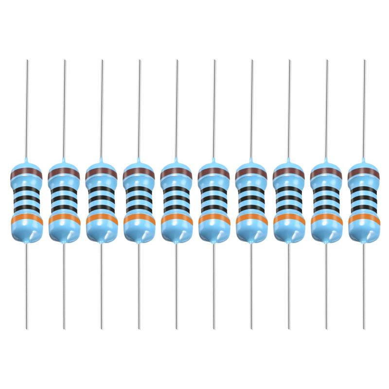 YOKIVE 50Stk Metall Folie Widerstände 300 Ohm Widerstand mit 1/2W 1% Toleranz Leitung Gut für DIY Elektronische Projekte (5 Farbe Bänder 9±1mm) von YOKIVE