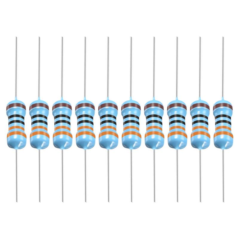 YOKIVE 50Stk Metall Folie Widerstände 330 Ohm Widerstand mit 1/2W 1% Toleranz Leitung Gut für DIY Elektronische Projekte (5 Farbe Bänder 9±1mm) von YOKIVE