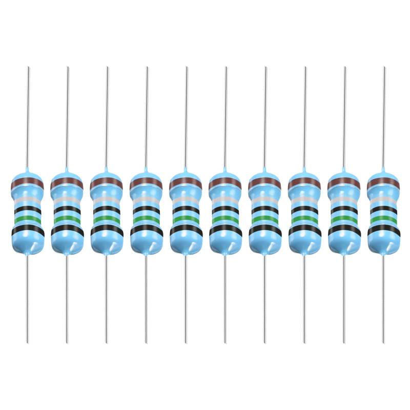 YOKIVE 50Stk Metall Schichtwiderstand 0.5 Ohm Widerstand mit 1/2W 1% Toleranz Gut für Basteln Elektronisch Projekte (5 Farbe Bänder 8.5mm±1mm) von YOKIVE