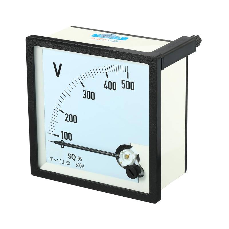 YOKIVE Analog Paneel Voltmeter SQ-96 AC 0-500V Volt Meter Spurweite Ideal für Schaltkreistest Messgeräte (Weiß Klar Schwarz Quadratisch) von YOKIVE