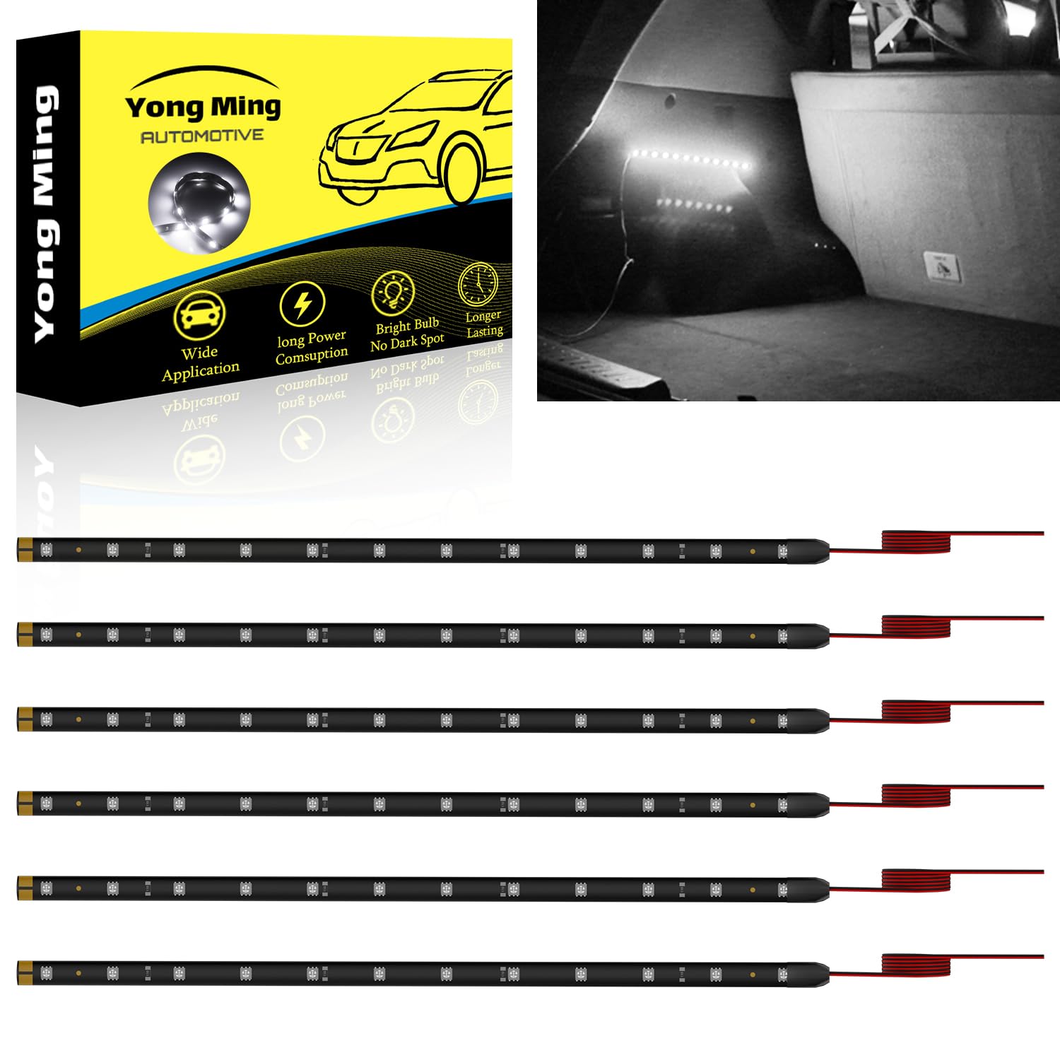 30 cm flexibler LED-Streifen für Auto, Innenbeleuchtung, 12 V, Boot, Wohnmobil, Golfwagen, Underglow Underbody Under Dash Lights, Weiß von YONGMING