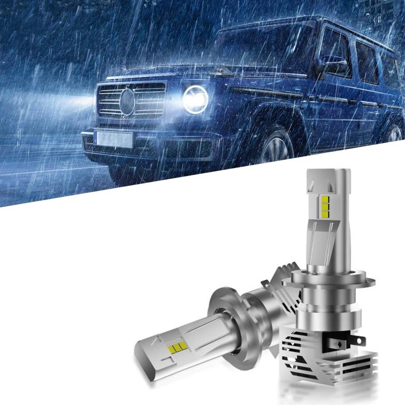 YONGMING H7 lampen, 52W 6000LM Ersatz H7 Halogenlampen Mini Größe Conversion Kit Super Bright 6000K Weißes Licht, 2er Pack von YONGMING
