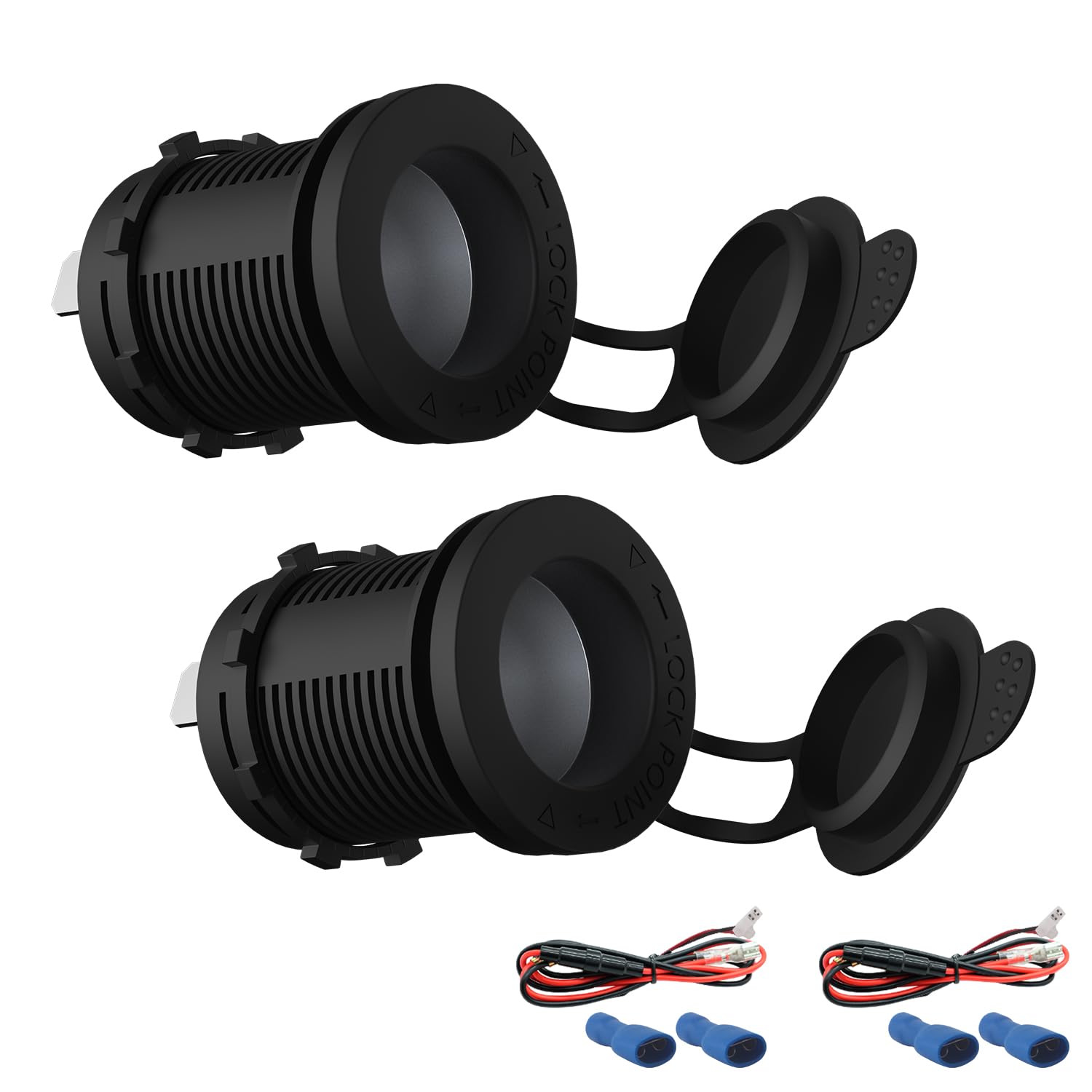 Zigarettenanzünder Steckdose Auto Marine Boot Motorrad RV Feuerzeug Steckdose Steckdose Ersatz 12V 24V Wasserdicht Stecker mit Drahtsicherung 2er-Pack von YONGMING