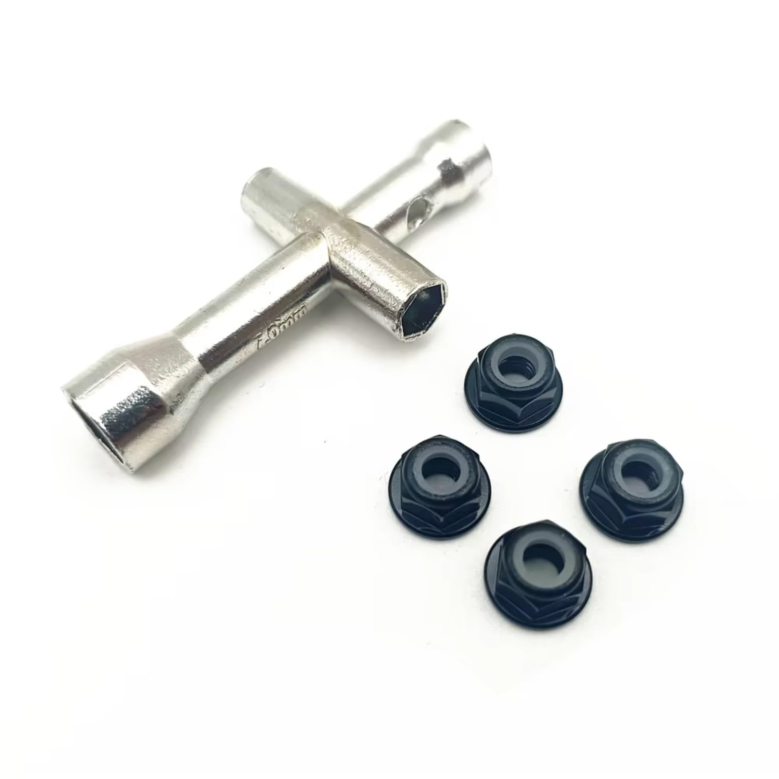 RC-Demontagewerkzeug Allgemeine Teile Rc Für Spielzeug Zubehör 4/5/5,5/7mm Kreuzschlüssel Hülse Mit M4 Mutter Für Schraubenschlüssel M4 RC Für HSP 80132 Für Modell Auto Rad Werkzeug RC Auto(1set) von YONMFRDS