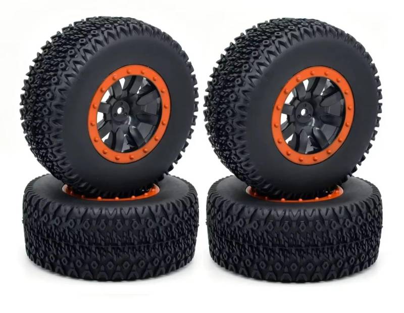 YONMFRDS Für Huanqi 727 Für Remo 1:10 RC Fernbedienung Modell Autos Short-Course Truck Reifen Off-Road Fahrzeug Für Buggy Reifen Rad Räder Teile RC Auto Upgrade Teile(Orange) von YONMFRDS