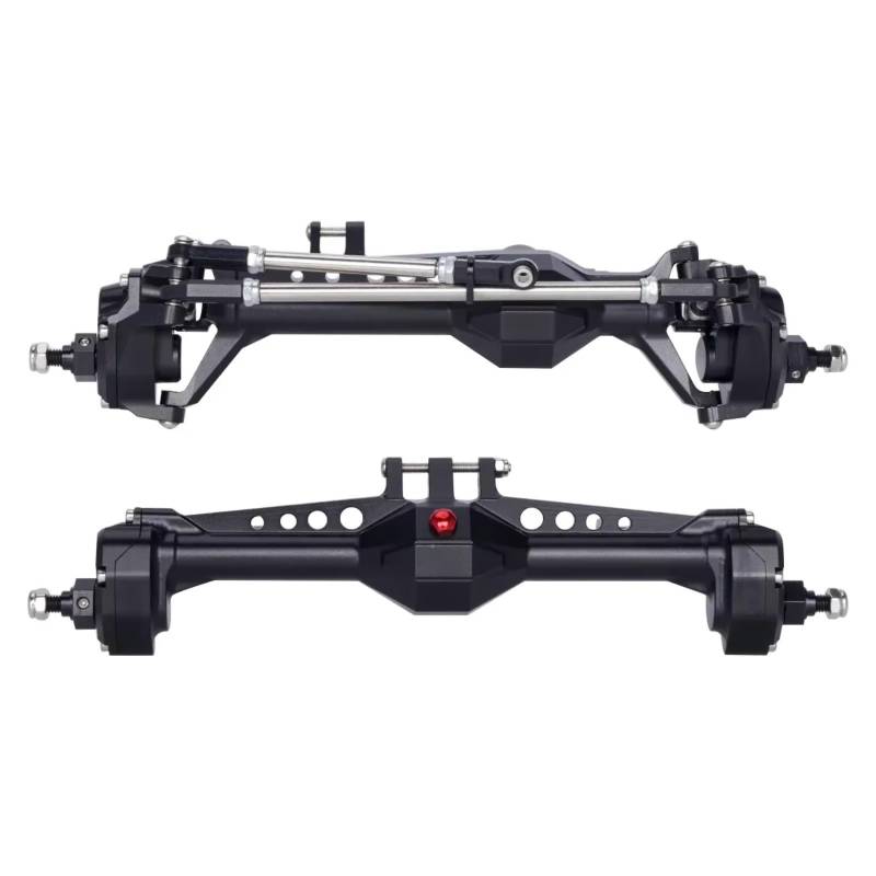 YONMFRDS Für Vanquish VS4-10 Für Axial 1/10 CNC-Bearbeitung Hochfeste Aluminium-Vorder- Und Hinterportalachse Komplettset RC-Crawler-Teile RC Auto Upgrade Teile(Black,Axle F and R) von YONMFRDS
