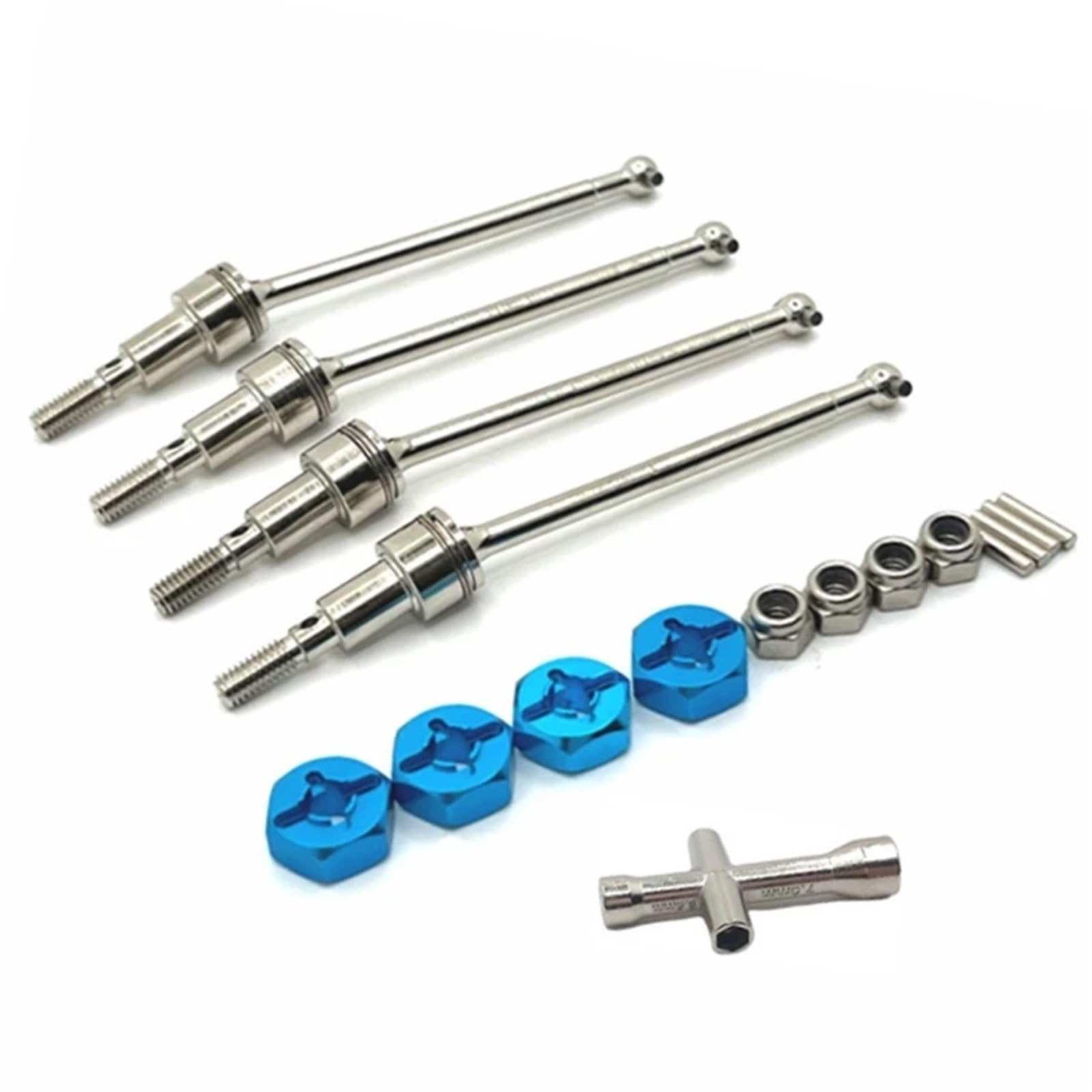 YONMFRDS RC Antriebswelle Für JJRC Q130A Q130B Q141 Q117 Q117D Für SCY 16101 16104 16102 16103 16106 16303 16201 1/16 Metallantriebswelle CVD Hundeknochen 12mm Hex RC Auto Upgrade Teile(Blue) von YONMFRDS
