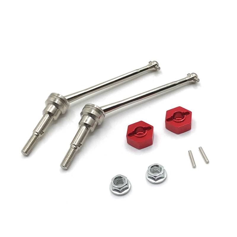 YONMFRDS RC Antriebswelle Für Wltoys 1/12 12423 12427 12428 Fernbedienung Auto Metall Upgrade Koppler Front Drive Welle Übertragung Welle RC Auto Zubehör(Red) von YONMFRDS