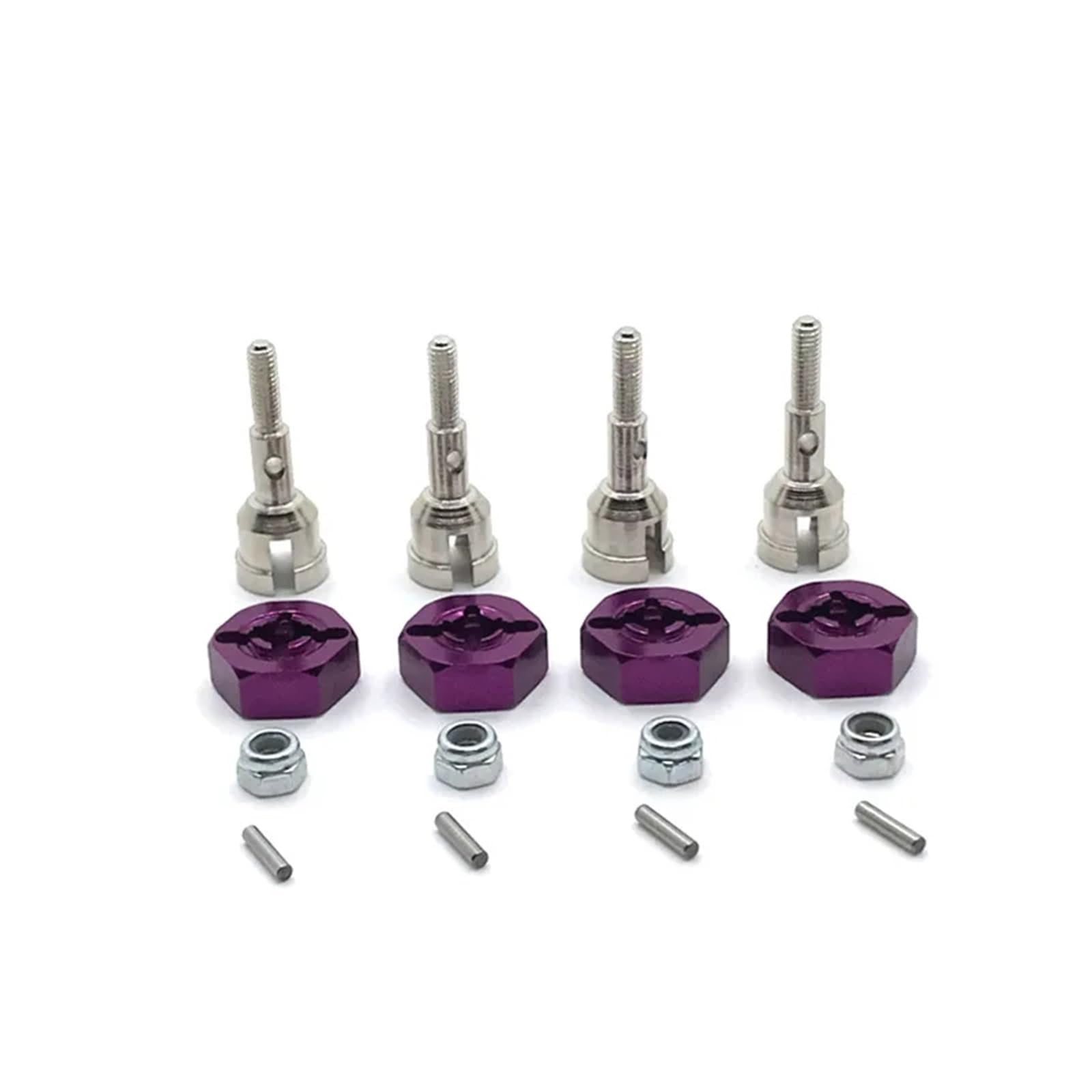 YONMFRDS RC Antriebswelle Für Wltoys A959 A959-B A949 A969 A979 K929 Metallgetriebewelle Antriebswelle Radachsschale Und 12-mm-Radsechskantadapter 1/18 RC-Auto-Upgrade-Teile(Purple) von YONMFRDS