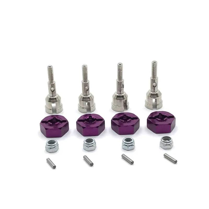 YONMFRDS RC Antriebswelle Für Wltoys A959 A959-B A949 A969 A979 K929 Metallgetriebewelle Antriebswelle Radachsschale Und 12-mm-Radsechskantadapter 1/18 RC-Auto-Upgrade-Teile(Purple) von YONMFRDS