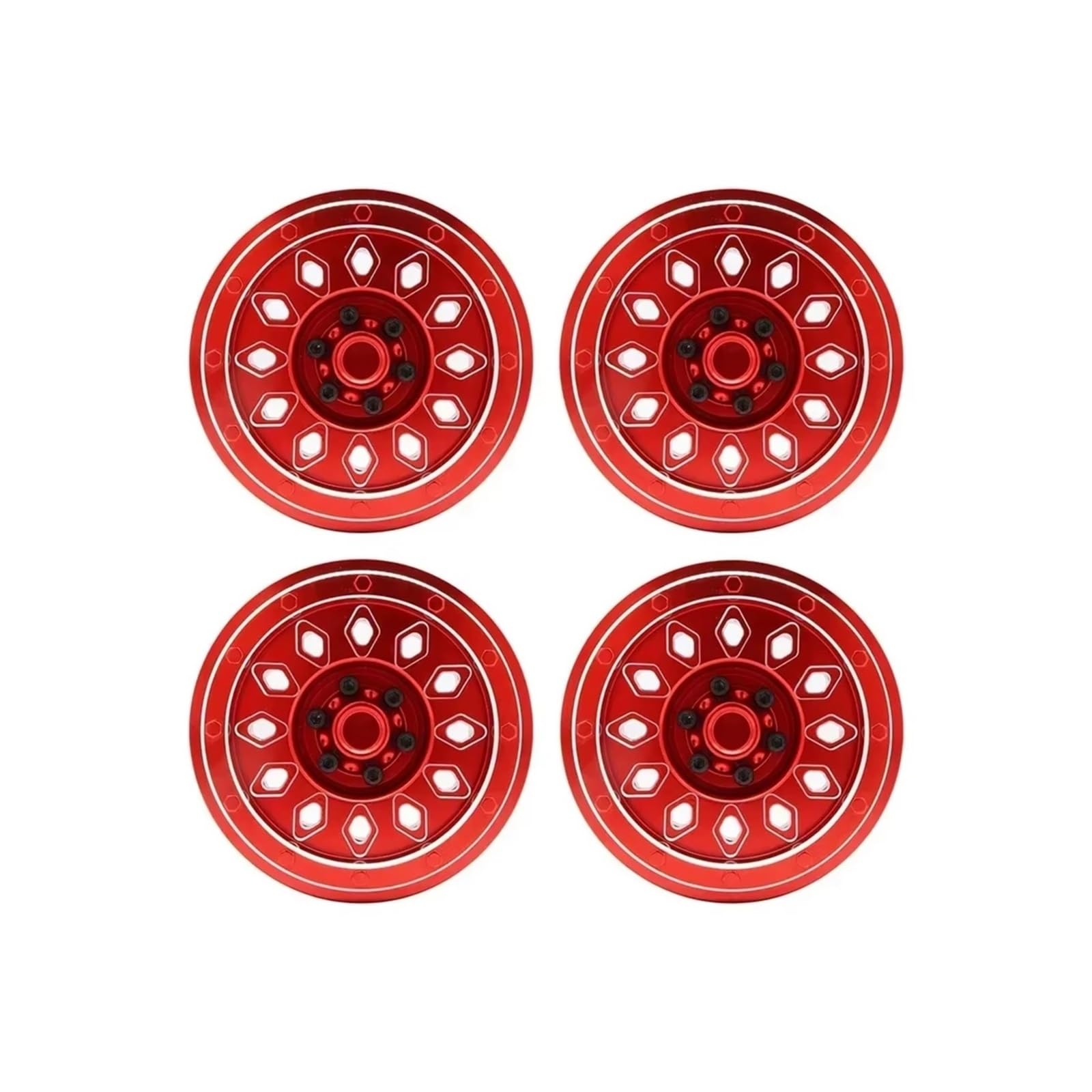 YONMFRDS RC Auto Upgrade Teile Für Axial SCX6 1:6 4 Stück CNC-Aluminiumlegierung Radnabe Felge RC-Auto Fernbedienung Crawler Autozubehör Teile Upgrade Ersatz(Red) von YONMFRDS