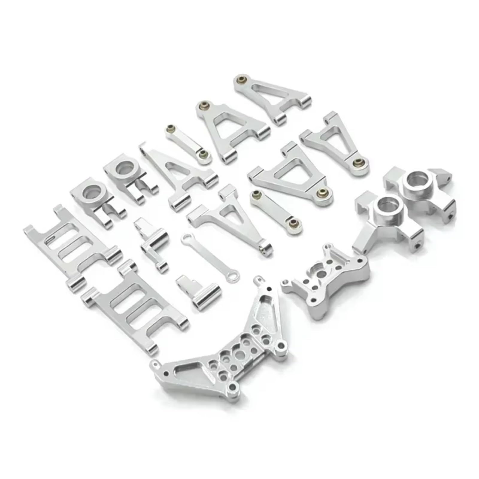 YONMFRDS RC Auto Upgrade Teile Für MJX 14301 14302 1/14 Metall Querlenker Lenkung Cup Link Rod Lenkung Montage Shock Tower Set RC Auto Upgrade Teile Kit(Silver) von YONMFRDS