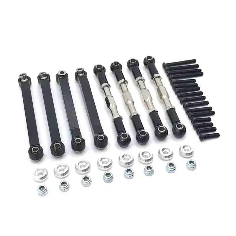 YONMFRDS RC Auto Upgrade Teile Für MN D90 D91 D96 D99 D99S MN90 MS 1/12 Metall Für Chassis Zugstangen Link Suspension Spurstange RC Auto Upgrade Teile Ersatz(Black) von YONMFRDS