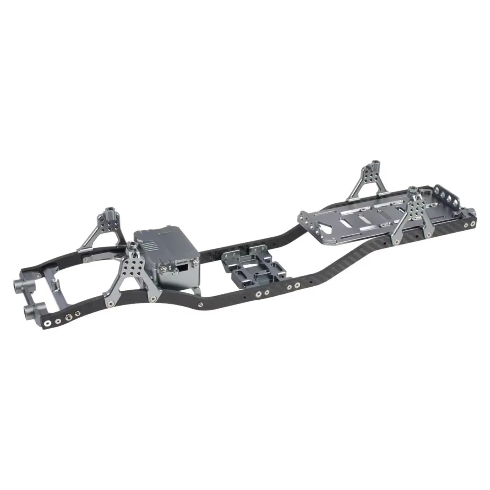 YONMFRDS RC Auto Upgrade Teile Für SCX10 Für Chassis 1/10 Mit Carbon Fiber Schienen Aluminium Brace Skid Plate Einstellbare Shock Mount Batterie Fach RC Crawler Upgrade Ersatz(Gray) von YONMFRDS