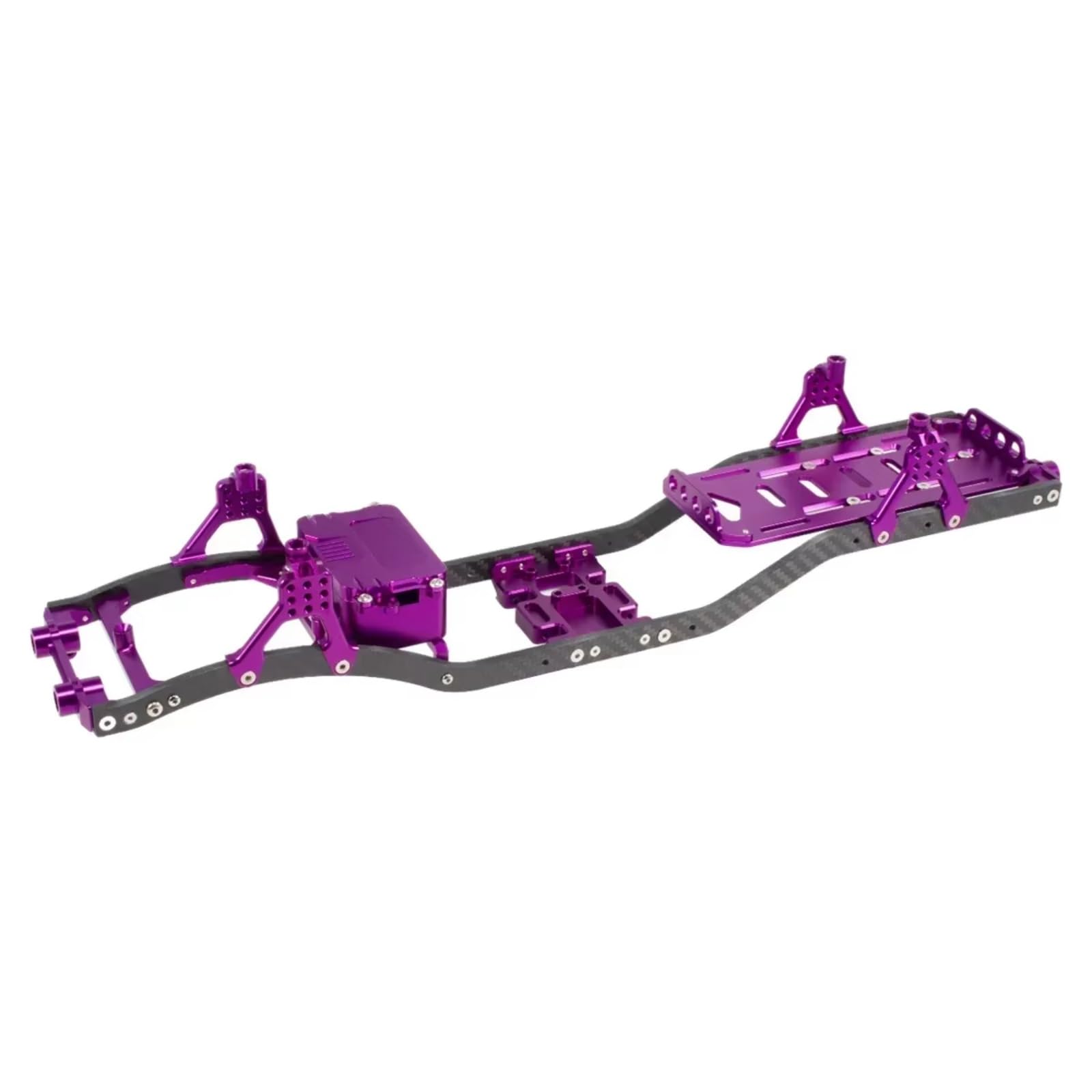 YONMFRDS RC Auto Upgrade Teile Für SCX10 Für Chassis 1/10 Mit Carbon Fiber Schienen Aluminium Brace Skid Plate Einstellbare Shock Mount Batterie Fach RC Crawler Upgrade Ersatz(Purple) von YONMFRDS