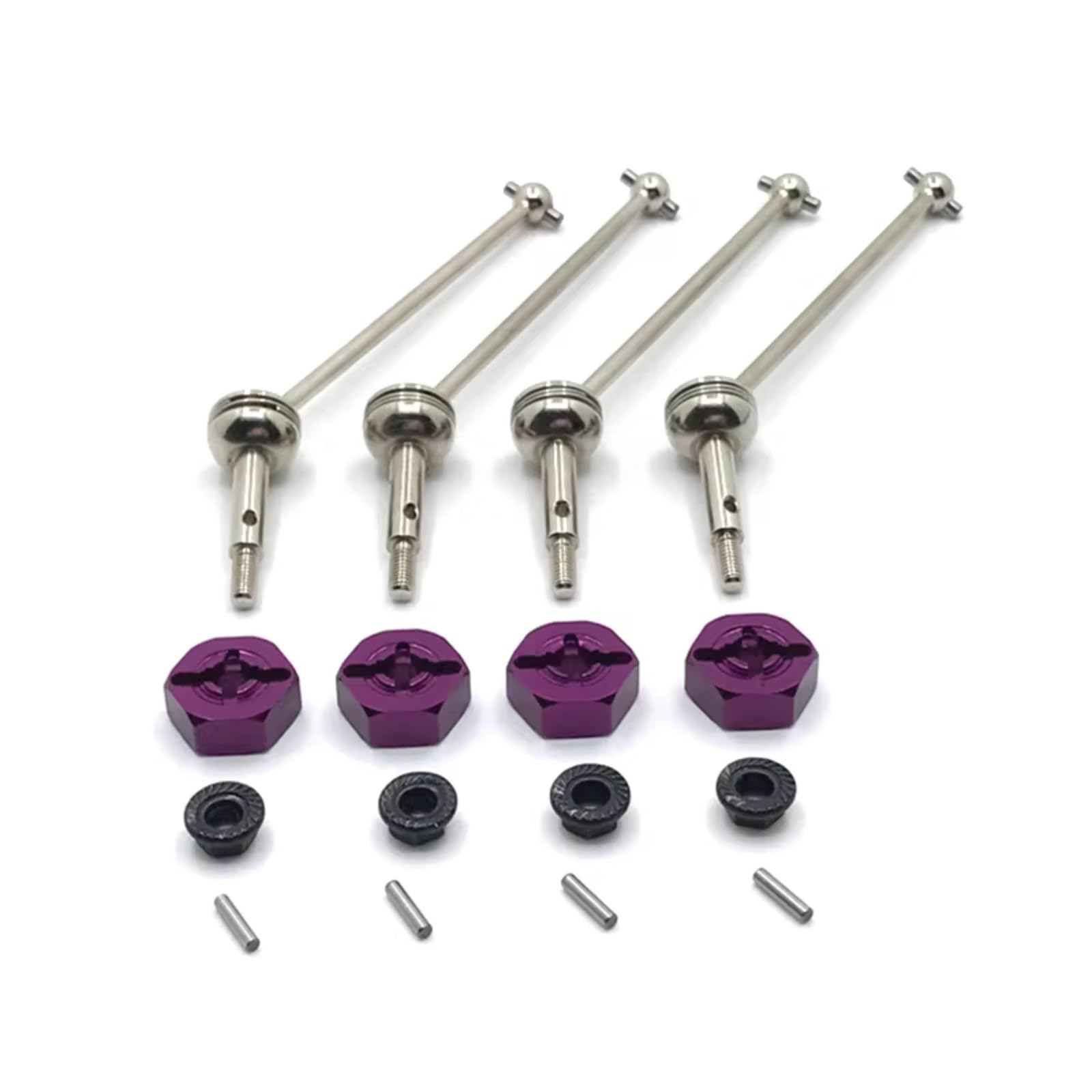 YONMFRDS RC Auto Upgrade Teile Für WLtoys 144001 144002 144010 124016 124017 124018 124019 12mm Metalladapter Vorne Und Hinten Antriebswellen RC Auto Upgrade Teile(Purple) von YONMFRDS