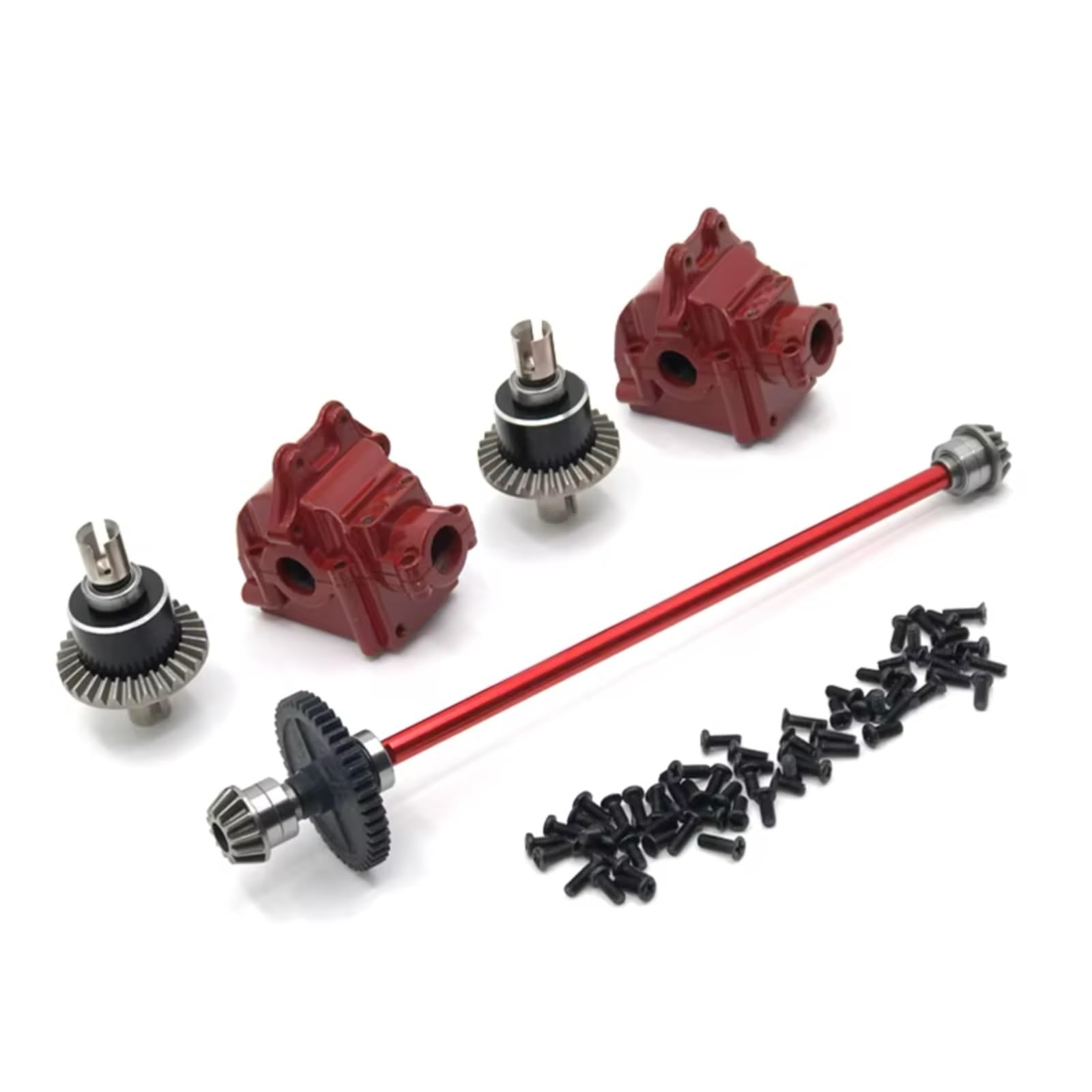 YONMFRDS RC Auto Upgrade Teile Für WLtoys 144010 144001 144002 1/14 Metall Center Drive Shaft Assembly Getriebe Differential Kit Fernbedienung Crawler Fahrzeug Upgrade Teile(Red) von YONMFRDS