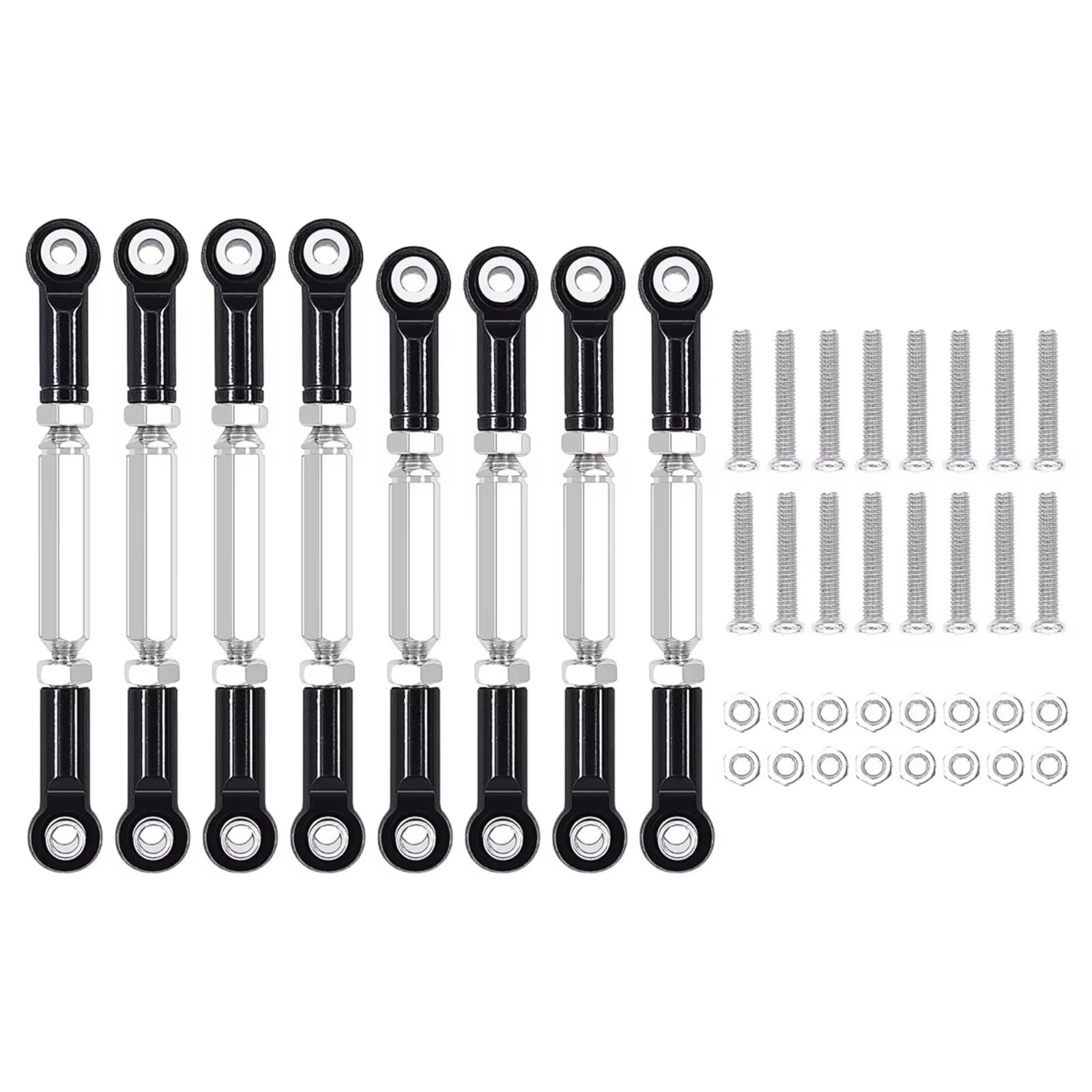 YONMFRDS RC Auto Upgrade Teile Für WPL B14 C14 C24 C-14K C-24K Für MN MN90 MN95 MN99 1/16 8 Pcs Metall Spurstange Lenkung Servo Linkage Arm Spurstange Ende RC Auto Teile(Black) von YONMFRDS