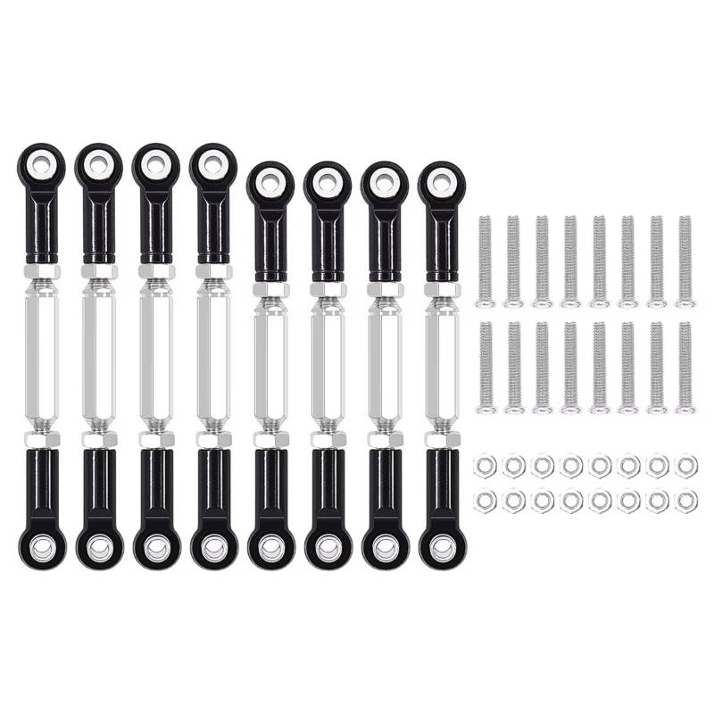 YONMFRDS RC Auto Upgrade Teile Für WPL B14 C14 C24 C-14K C-24K Für MN MN90 MN95 MN99 1/16 8 Pcs Metall Spurstange Lenkung Servo Linkage Arm Spurstange Ende RC Auto Teile(Black) von YONMFRDS