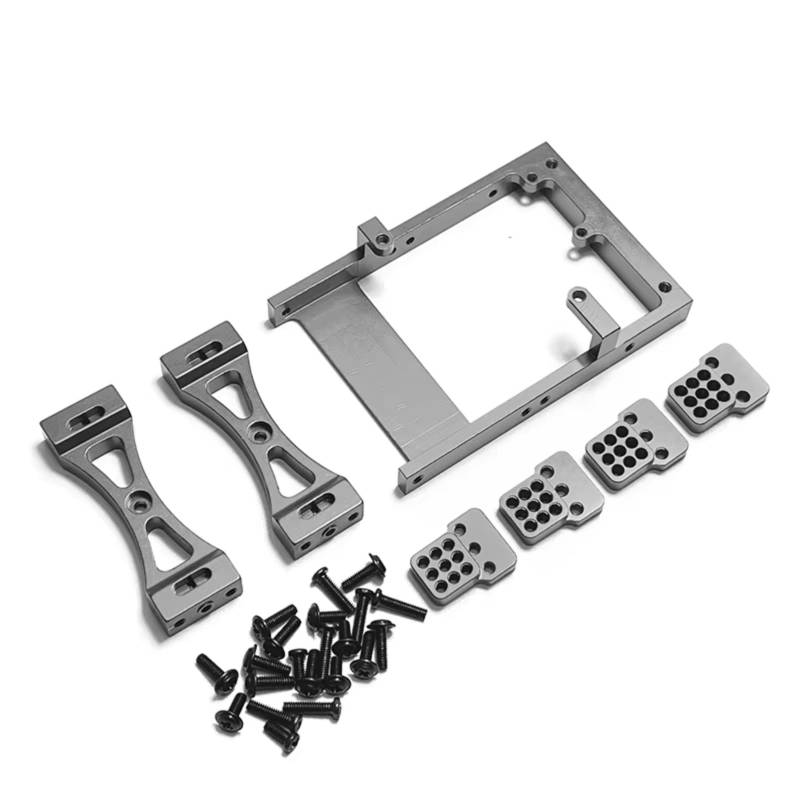 YONMFRDS RC Auto Upgrade Teile Für WPL C14 C24 B14 B24 1/16 Metall Servo Montage Halterung Querträger Stoßdämpfer Rahmen Fernbedienung Crawler Fahrzeug Upgrade Kit(Gray) von YONMFRDS