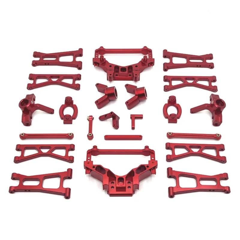 YONMFRDS RC Autoteile Für HS 14321 14322 14331 14332 14421 14422 14431 14432 Für JJRC C8802 Für YDJ-D879 1/14 RC-Auto Für Schwingen Lenkung Cup Hub Carrier-Schockturm Set Set(Red) von YONMFRDS