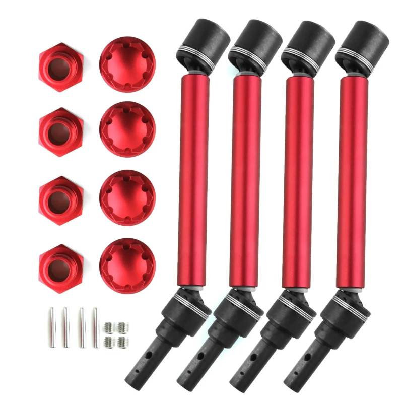 YONMFRDS RC Autoteile Für Traxxas Für Maxx 2,0 V2 89076-4 Für WideMaxx 1/10 4 Stücke 8996X Erweiterte Antriebswelle CVD Mit Rad Hex RC Auto Upgrade Teile(Red) von YONMFRDS