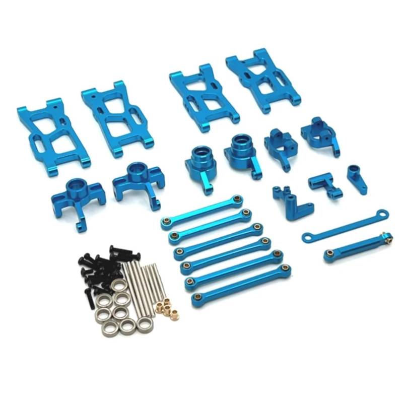YONMFRDS RC Autoteile Für Wltoys 144016 144018 1/14 Metall Lenkung Tasse Hub Carrier Für Schaukel Arm Link Stange Lenkung Kit RC Auto Upgrade Teile Zubehör(Blue) von YONMFRDS