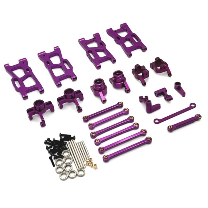 YONMFRDS RC Autoteile Für Wltoys 144016 144018 1/14 Metall Lenkung Tasse Hub Carrier Für Schaukel Arm Link Stange Lenkung Kit RC Auto Upgrade Teile Zubehör(Purple) von YONMFRDS