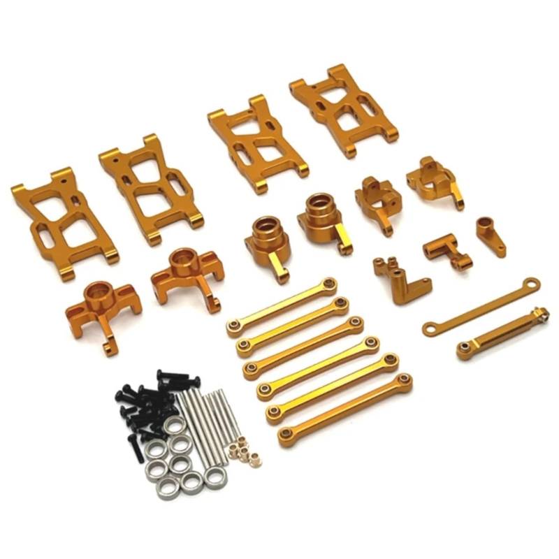 YONMFRDS RC Autoteile Für Wltoys 144016 144018 1/14 Metall Lenkung Tasse Hub Carrier Für Schaukel Arm Link Stange Lenkung Kit RC Auto Upgrade Teile Zubehör(Yellow) von YONMFRDS