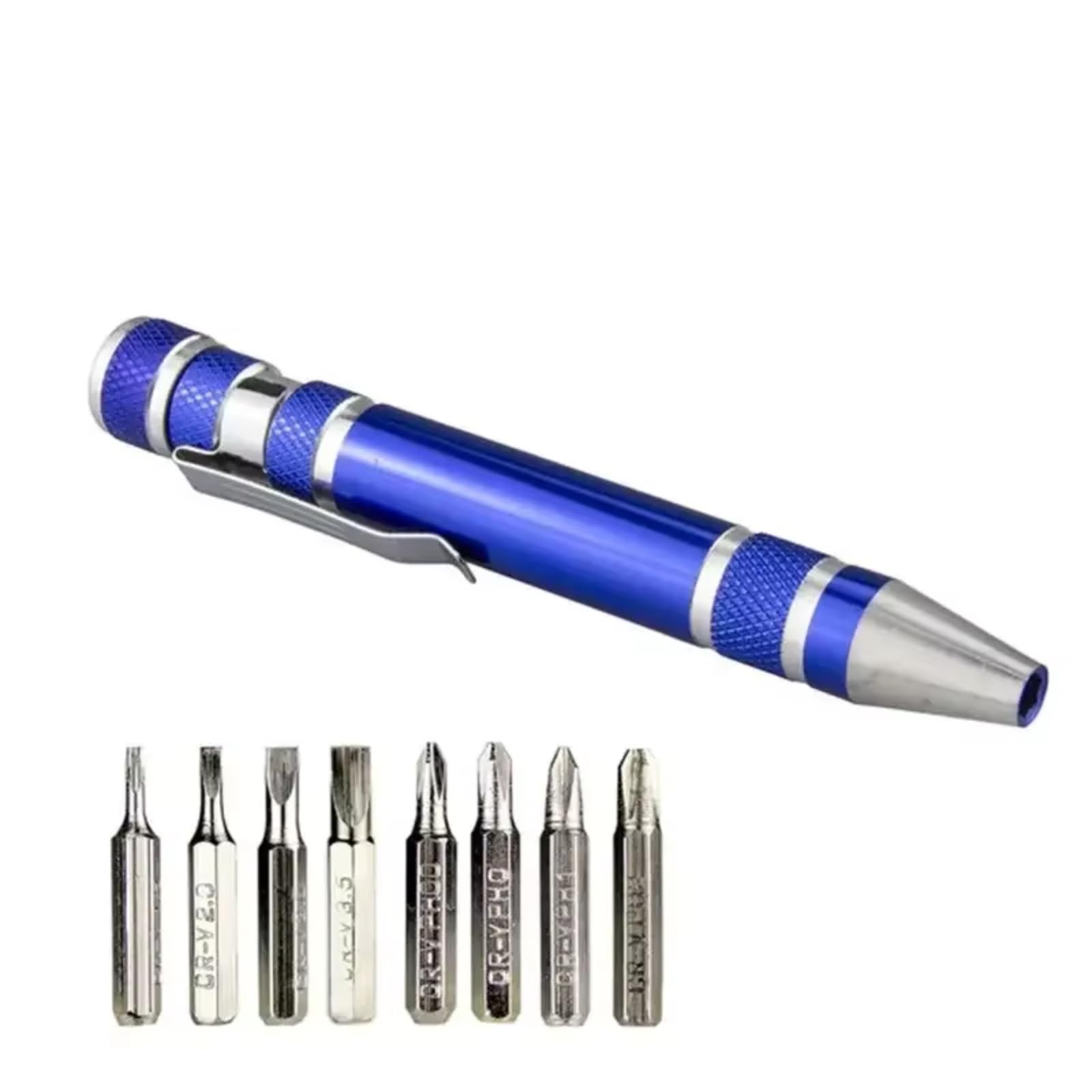 YONMFRDS RC-Demontagewerkzeug Für Universalteile RC-Auto Multifunktions-Aluminium-Taschenpräzision Für Mini-Schraubendreherstift Tragbares 8-in-1-Reparatur-Handwerkzeug-Kit(Blue) von YONMFRDS