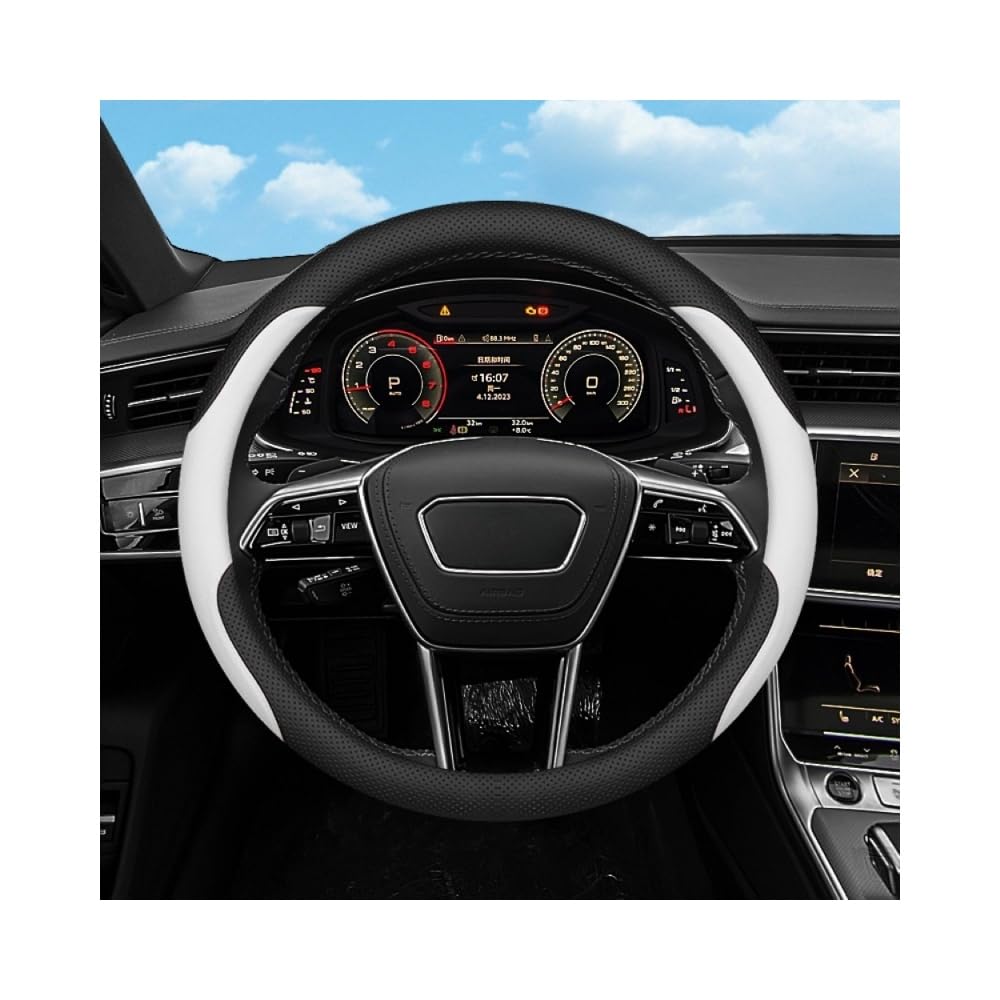 Mikrofaser Leder Lenkradabdeckung Auto Lenkradbezug Mikrofaser Leder Lenkradhüllen Autozubehör Innenraum für Audi A4 2020-2023,Round Bottom White Mikrofaser Leder Lenkradabdeckung Auto Lenkradbezug Mikrofaser Leder Lenkradhüllen Autozubehör Innenraum für Audi A4 2020-2023,Round Bottom White von YOPCFW