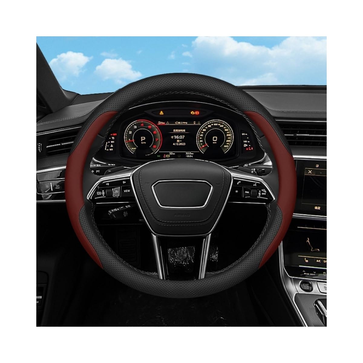 Mikrofaser Leder Lenkradabdeckung Auto Lenkradbezug Mikrofaser Leder Lenkradhüllen Autozubehör Innenraum für Audi R8 RS2 RS3 RS4 RS5,Round Bottom Red Mikrofaser Leder Lenkradabdeckung Auto Lenkradbezug Mikrofaser Leder Lenkradhüllen Autozubehör Innenraum für Audi R8 RS2 RS3 RS4 RS5,Round Bottom Red von YOPCFW