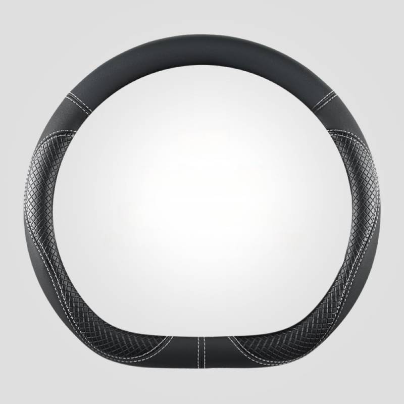 Mikrofaser Leder Lenkradabdeckung Auto Lenkradbezug Mikrofaser Leder Lenkradhüllen Autozubehör Innenraum für BMW 7 Series G11 G12 730d 730Ld 740d 740Ld,White&Black Bottom Flat von YOPCFW