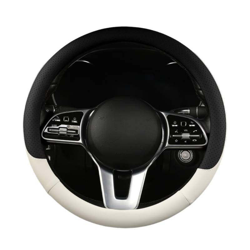 Mikrofaser Leder Lenkradabdeckung Auto Lenkradbezug Mikrofaser Leder Lenkradhüllen Autozubehör Innenraum für Mercedes Benz CLA CLA180d CLA200d,Round Bottom Black von YOPCFW