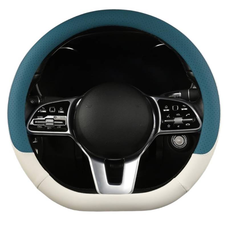 Mikrofaser Leder Lenkradabdeckung Auto Lenkradbezug Mikrofaser Leder Lenkradhüllen Autozubehör Innenraum für Mercedes Benz CLA CLA180d CLA200d,Square Bottom Blue von YOPCFW