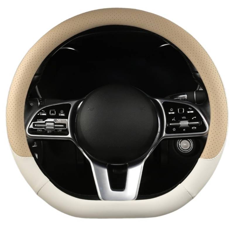 Mikrofaser Leder Lenkradabdeckung Auto Lenkradbezug Mikrofaser Leder Lenkradhüllen Autozubehör Innenraum für Mercedes Benz E-Class E200d E220d E300d,Square Bottom BeigeYellow von YOPCFW