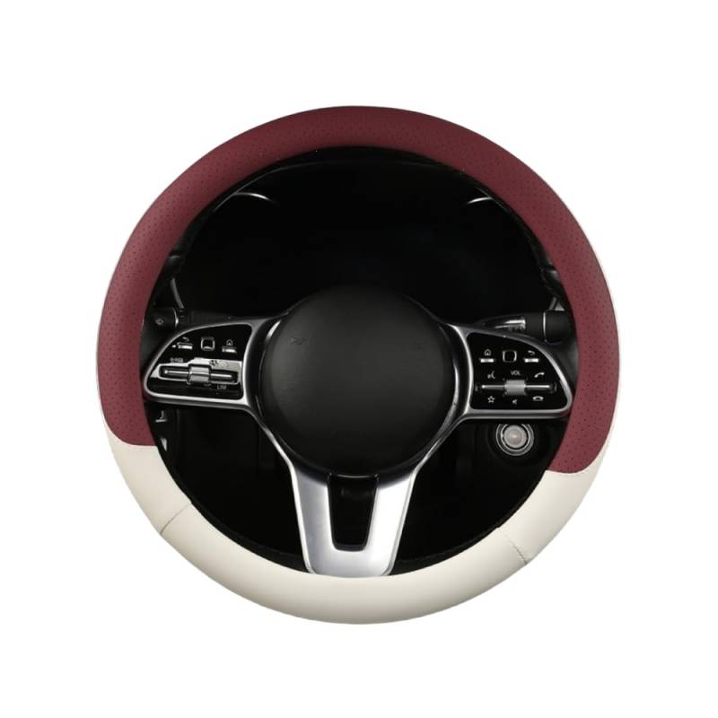 Mikrofaser Leder Lenkradabdeckung Auto Lenkradbezug Mikrofaser Leder Lenkradhüllen Autozubehör Innenraum für Mercedes Benz M-Class ML W166 AMG 55 63,Round Bottom Red von YOPCFW