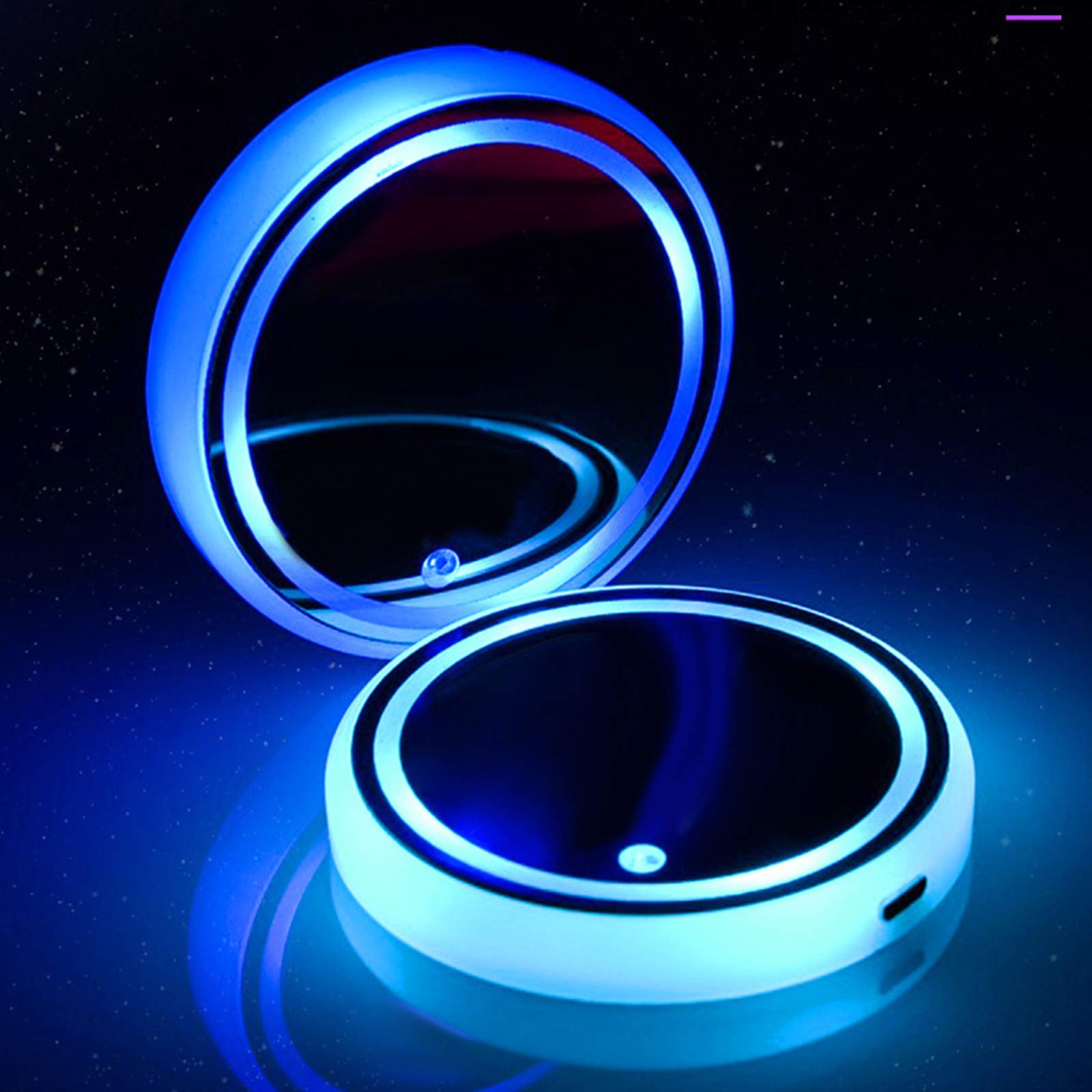 LED-Getränkehalterleuchten, 1pcs Auto LED-Untersetze mit 7 Farben Luminescent Light, USB-Ladetassenmatte für Getränke, Innendekoration, Atmosphärenlicht von YOPOTIKA